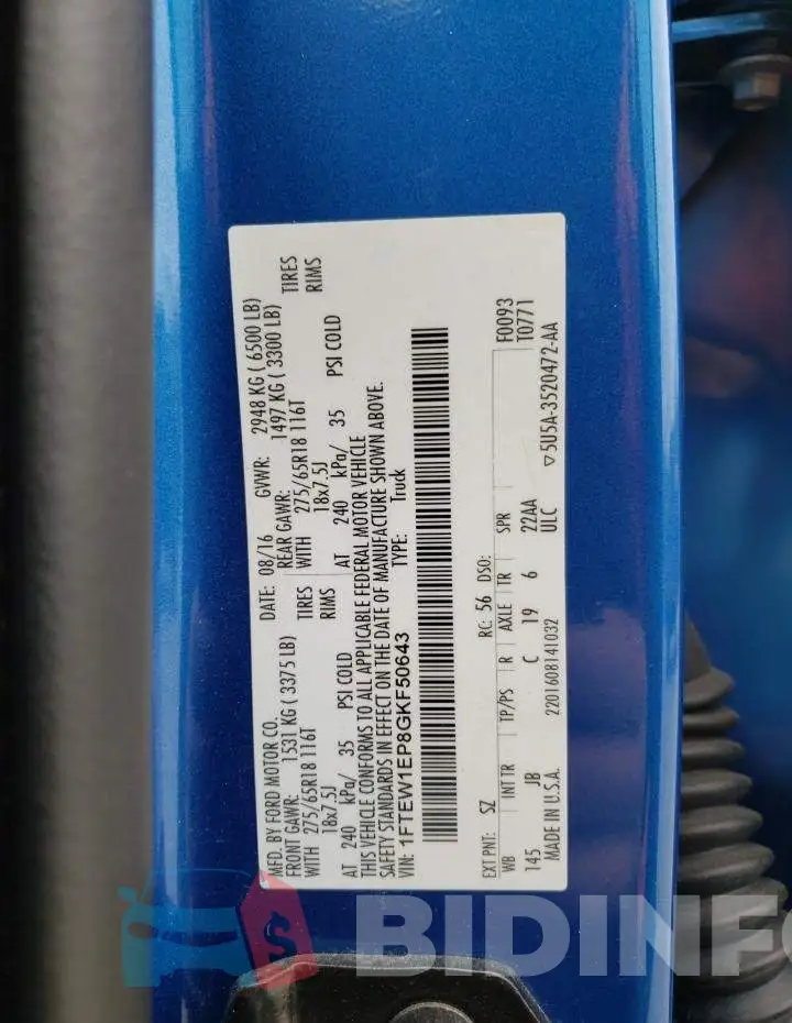 1FTEW1EP8GKF50643 Photo# 12