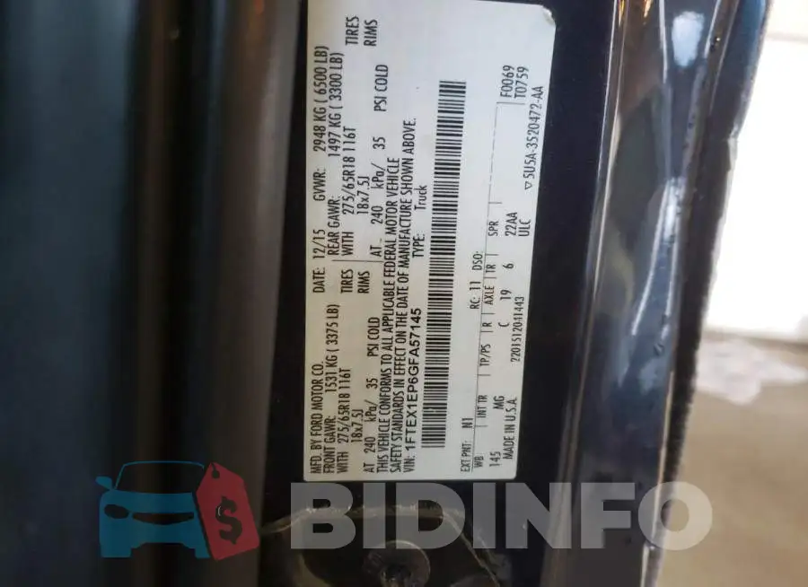 1FTEX1EP6GFA57145 Photo# 12