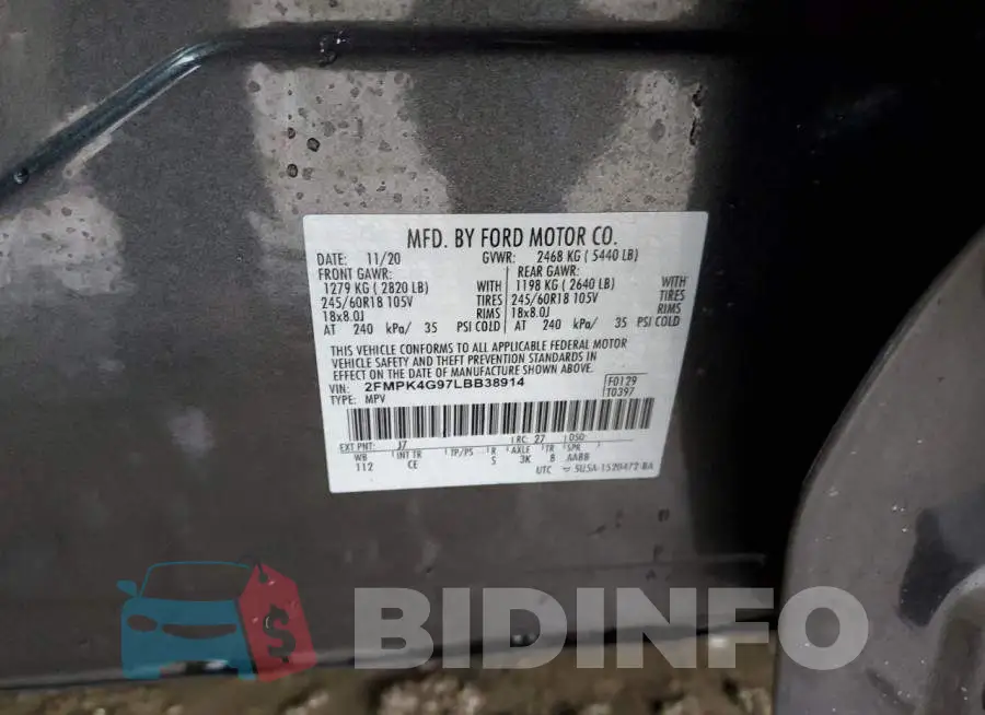 2FMPK4G97LBB38914 Photo# 13