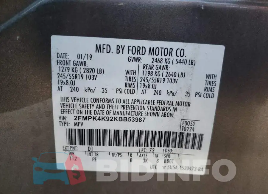 2FMPK4K92KBB53987 Photo# 13