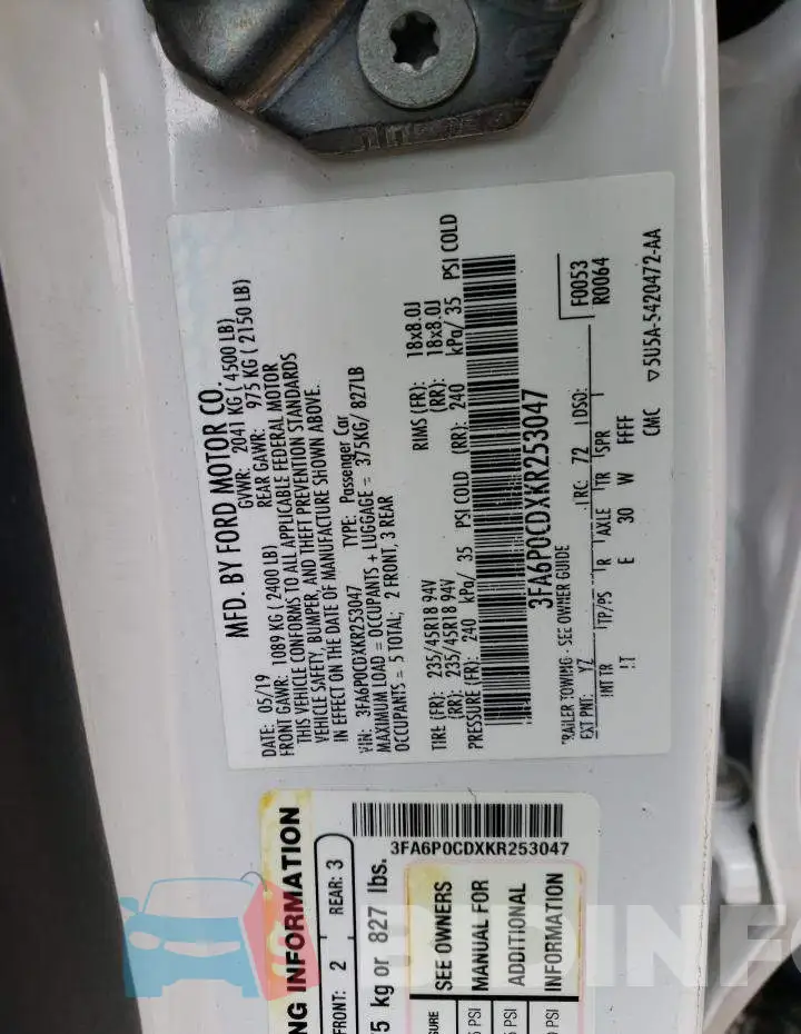 3FA6P0CDXKR253047 Photo# 12