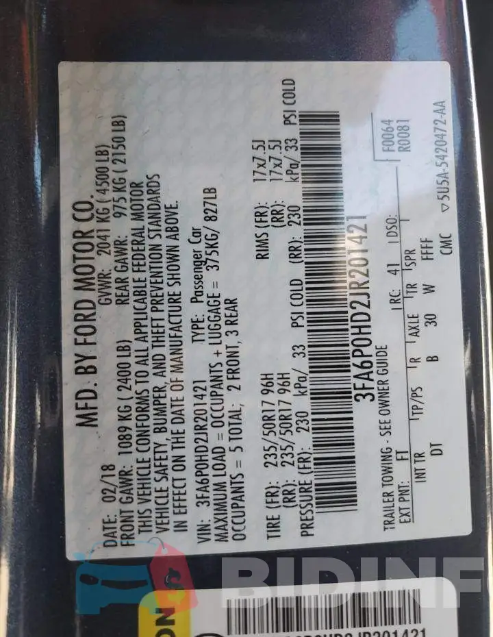 3FA6P0HD2JR201421 Photo# 12