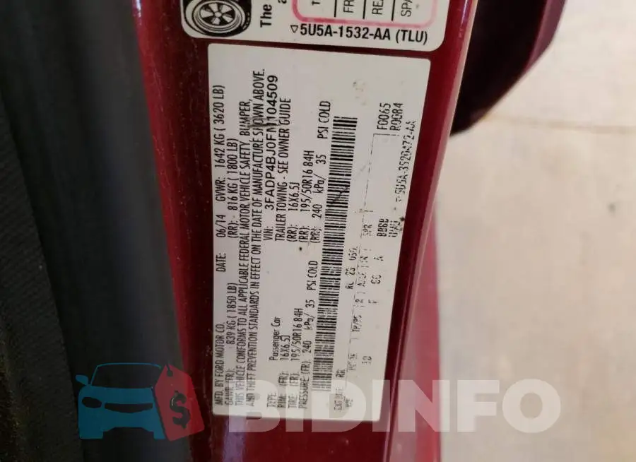 3FADP4BJ0FM104509 Photo# 13