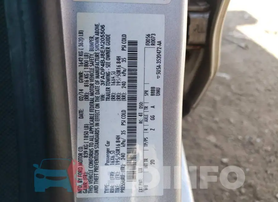 3FADP4BJ8EM205506 Photo# 12