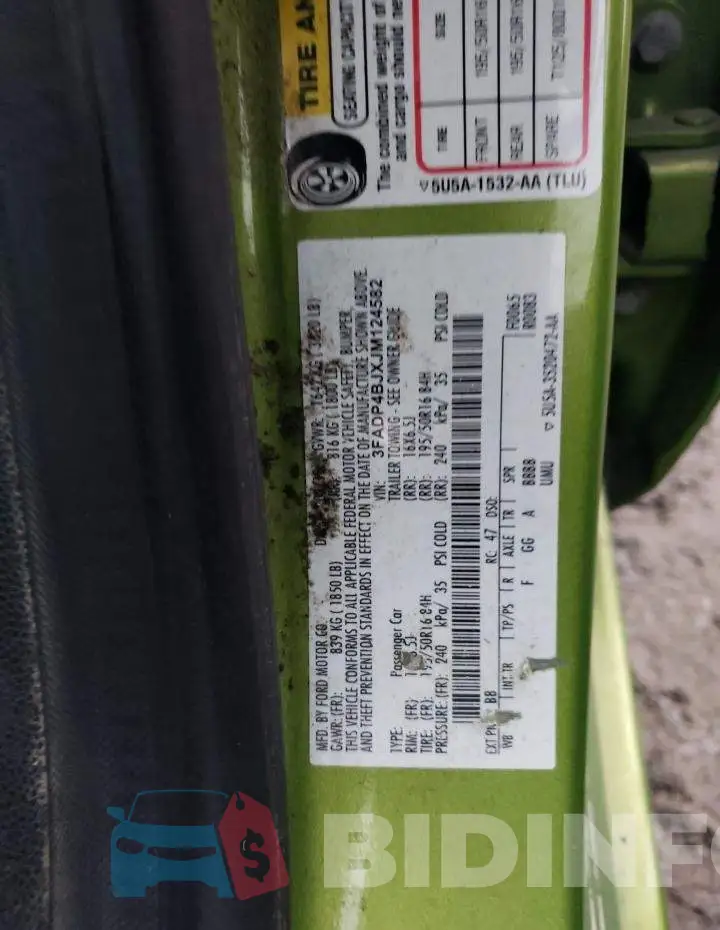 3FADP4BJXJM124582 Photo# 12