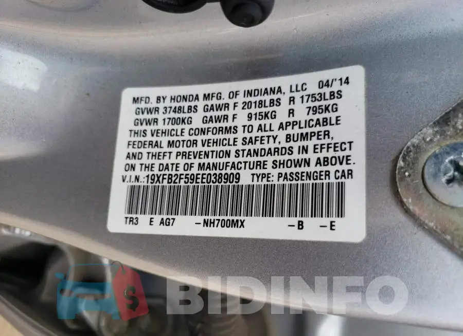 19XFB2F59EE038909 Photo# 13