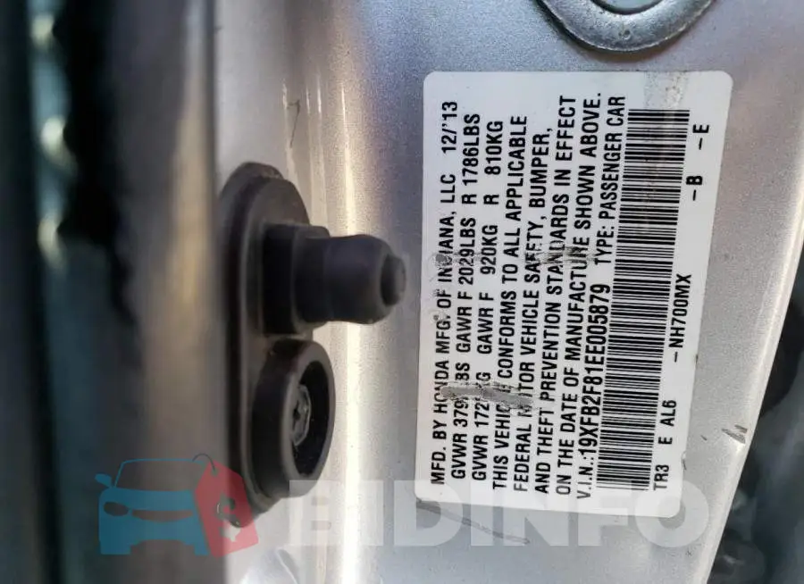 19XFB2F81EE005879 Photo# 12