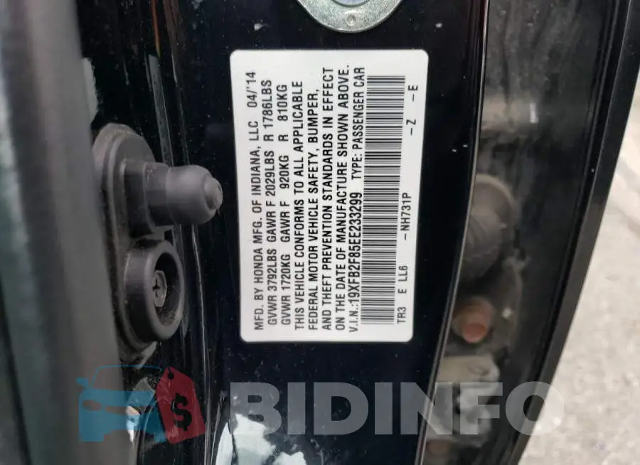 19XFB2F85EE233299 Photo# 12