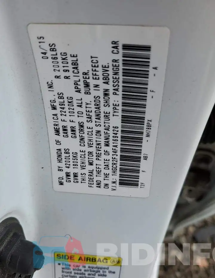 1HGCR2F34FA169426 Photo# 13