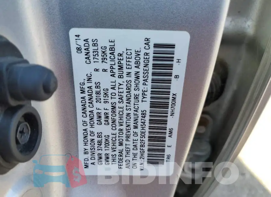 2HGFB2F50EH547485 Photo# 12