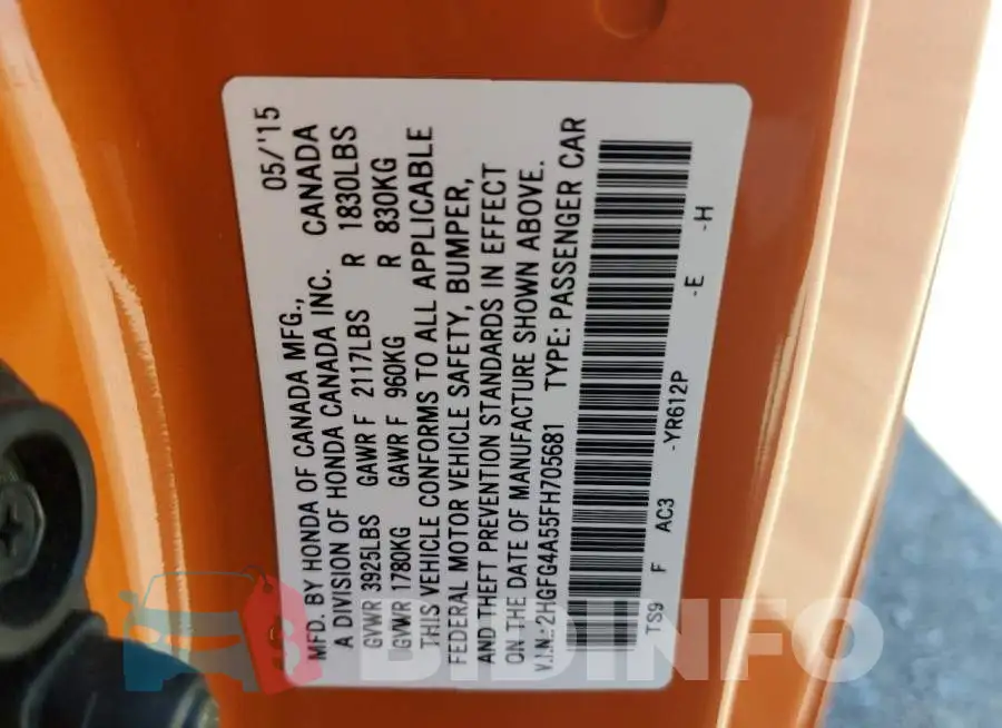 2HGFG4A55FH705681 Photo# 12
