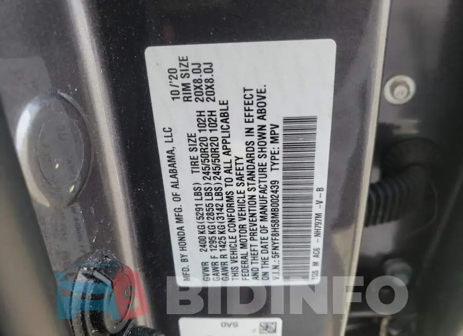 5FNYF8H58MB002439 Photo# 13