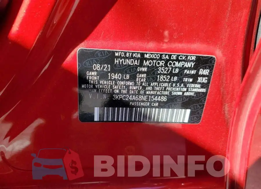 3KPC24A68NE154486 Photo# 13