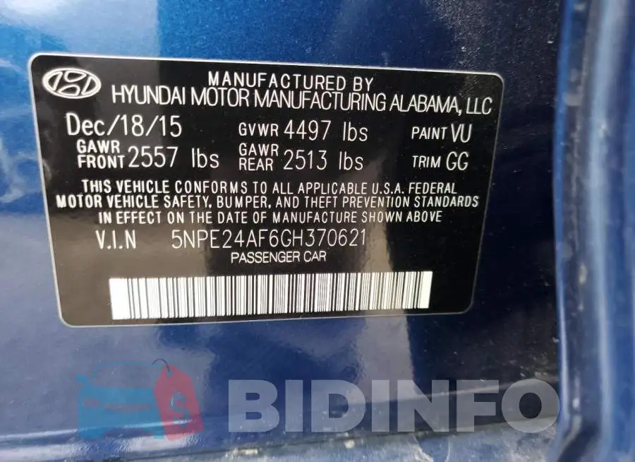 5NPE24AF6GH370621 Photo# 12