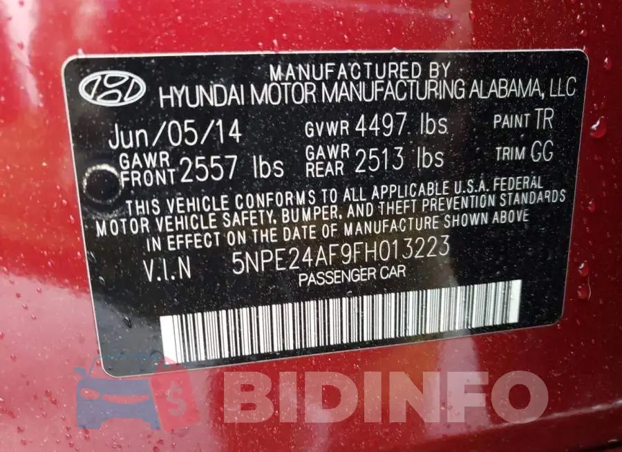 5NPE24AF9FH013223 Photo# 12