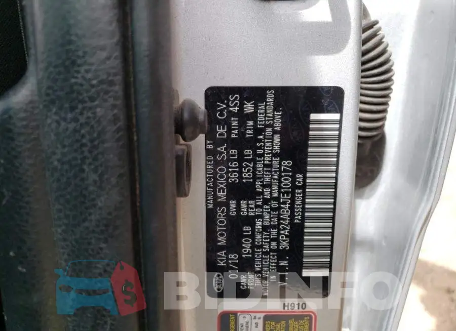 3KPA24AB4JE100178 Photo# 13