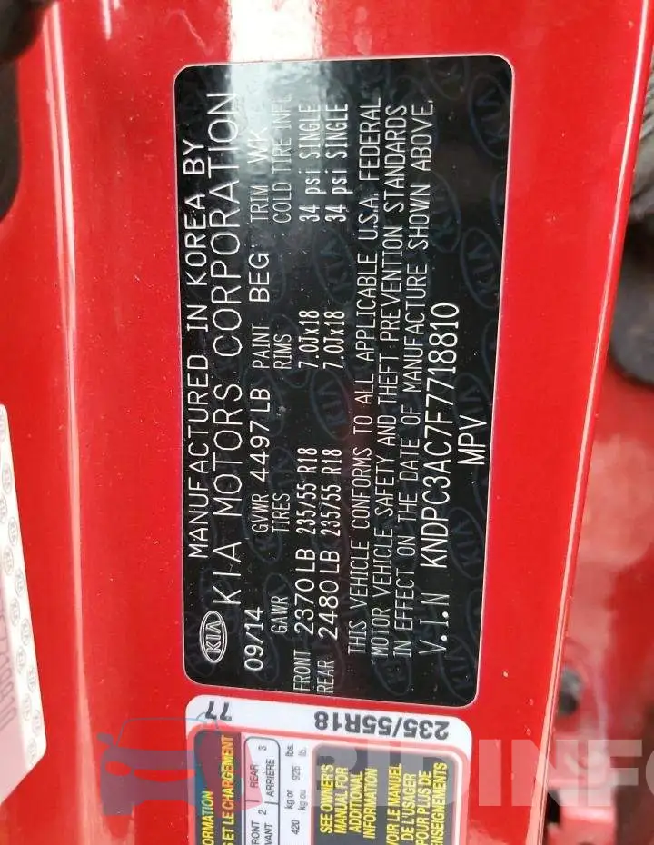 KNDPC3AC7F7718810 Photo# 13