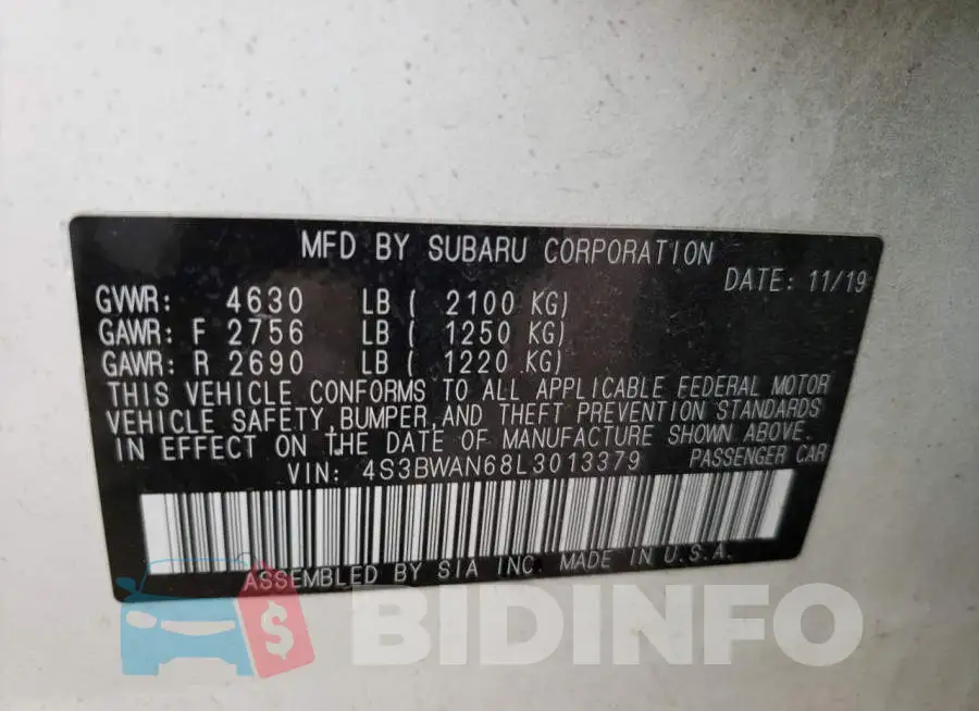4S3BWAN68L3013379 Photo# 13