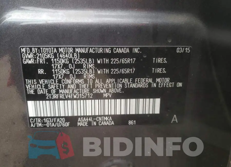 2T3RFREV4FW315712 Photo# 13