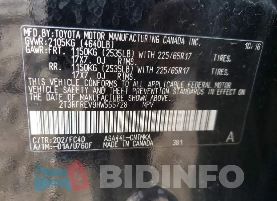 2T3RFREV9HW555728 Photo# 12