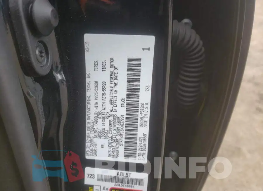 5TFAY5F16KX837274 Photo# 12