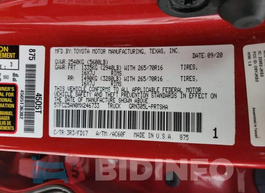 5TFCZ5AN0MX246733 Photo# 13