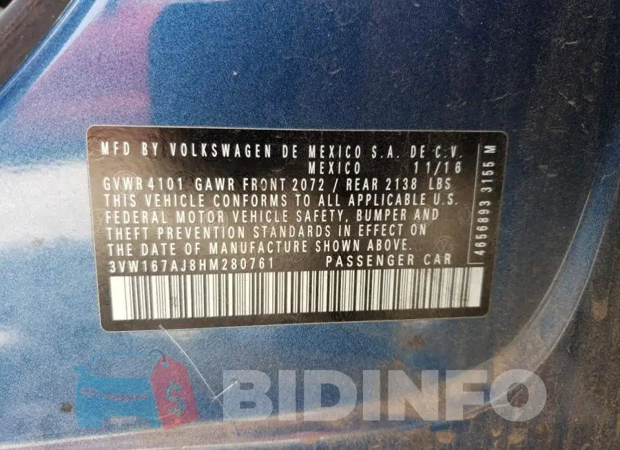 3VW167AJ8HM280761 Photo# 12
