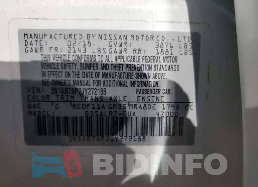 3N1AB7AP2JY272188 Photo# 12