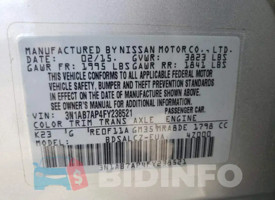 3N1AB7AP4FY238521 Photo# 12