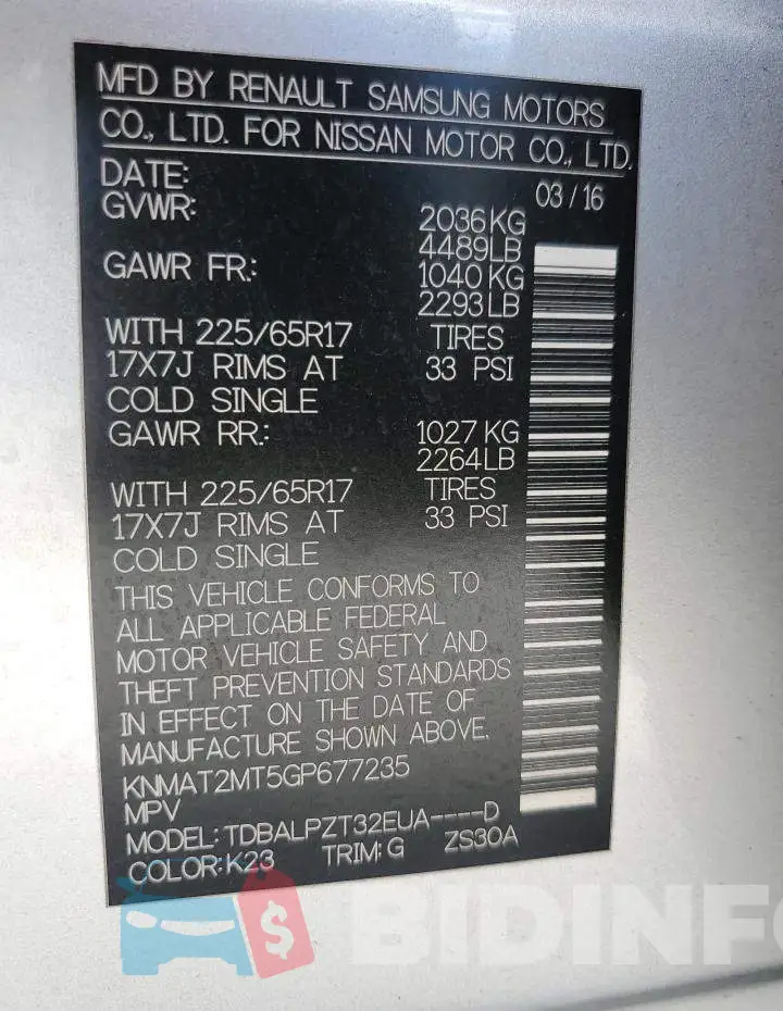 KNMAT2MT5GP677235 Photo# 13