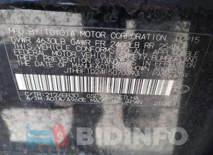JTHBF1D24F5070393 Photo# 12