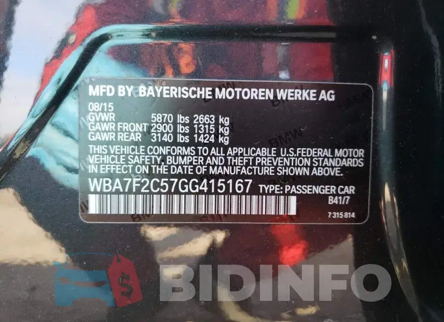WBA7F2C57GG415167 Photo# 12