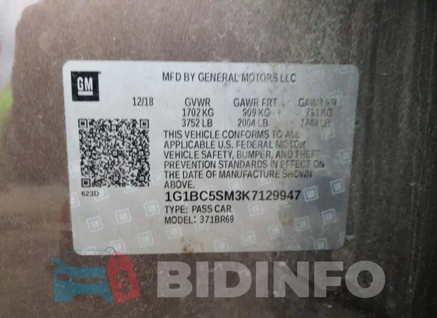 1G1BC5SM3K7129947 Photo# 12