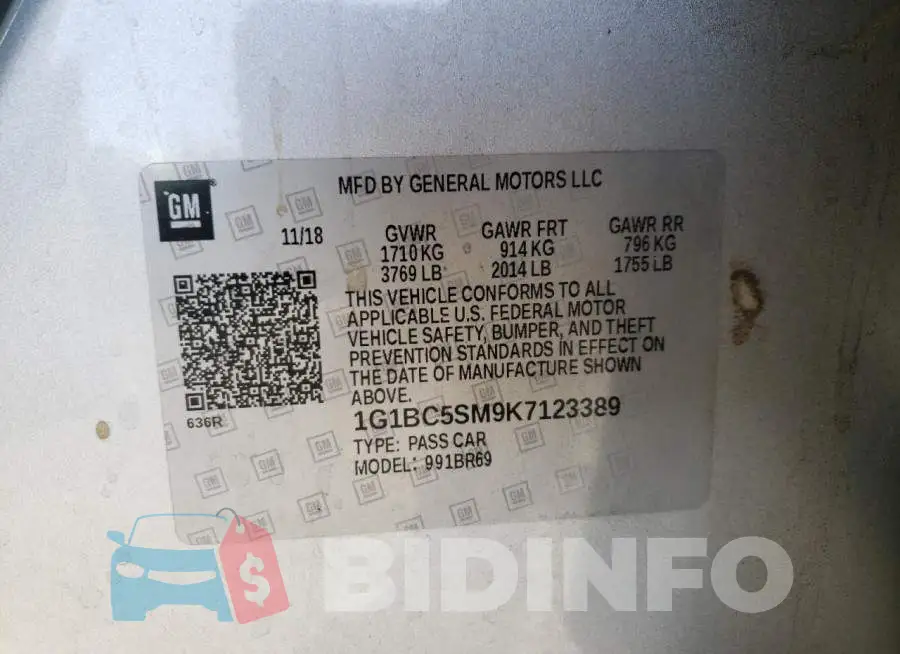 1G1BC5SM9K7123389 Photo# 12