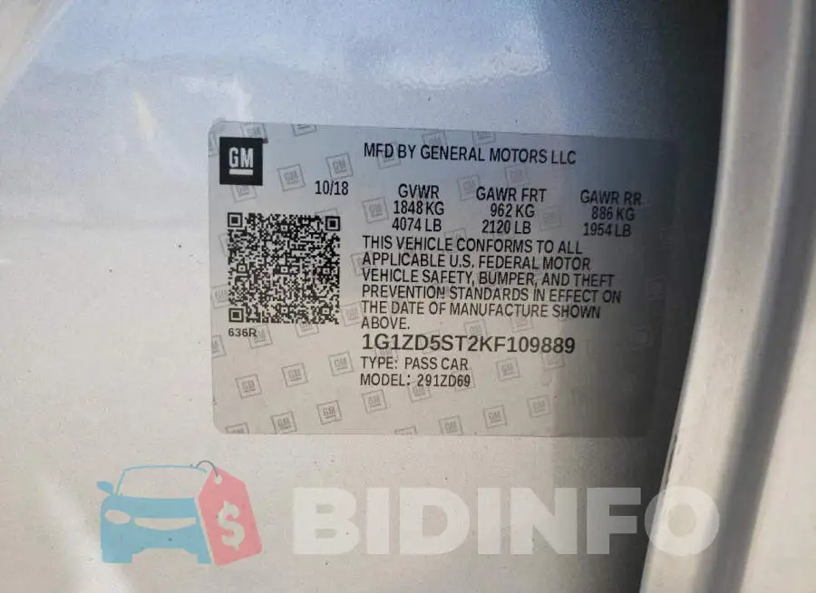 1G1ZD5ST2KF109889 Photo# 12