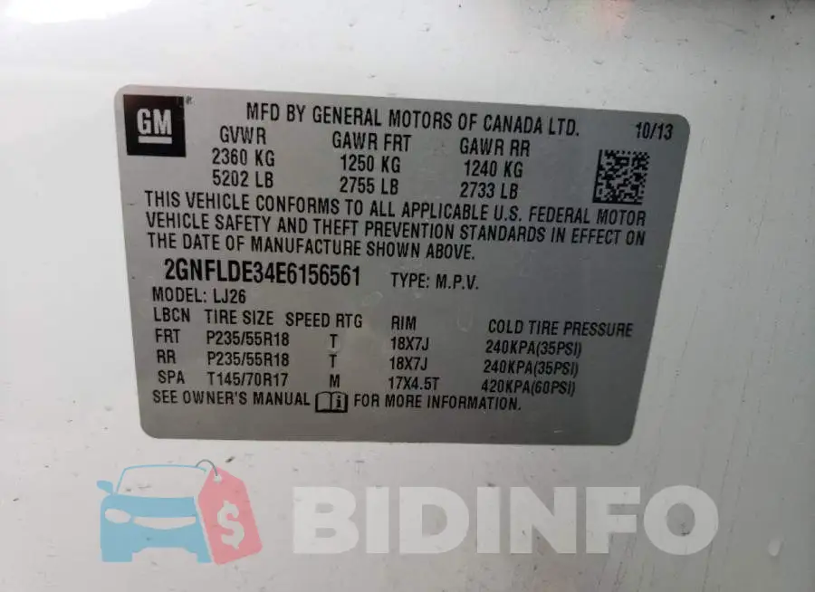 2GNFLDE34E6156561 Photo# 12