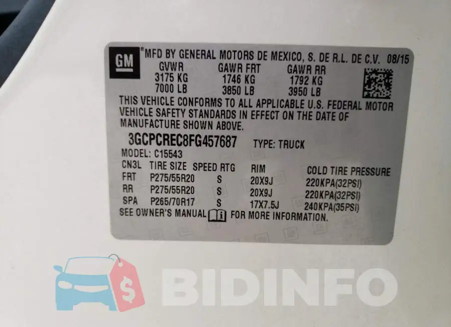 3GCPCREC8FG457687 Photo# 12