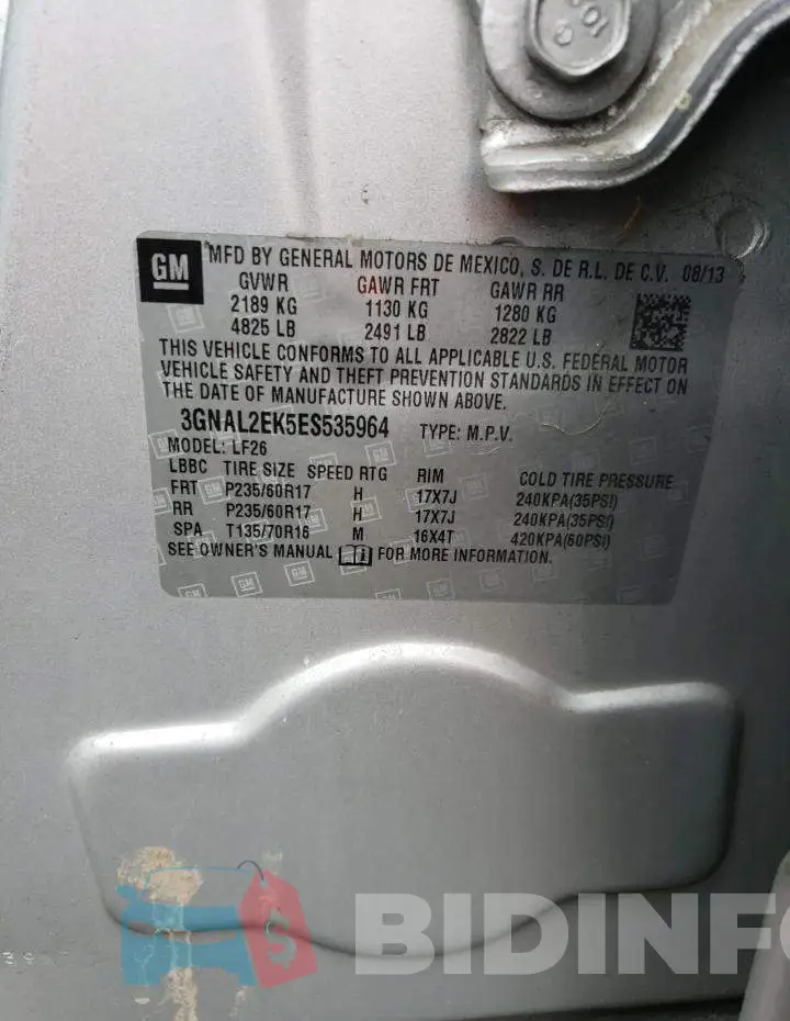3GNAL2EK5ES535964 Photo# 12