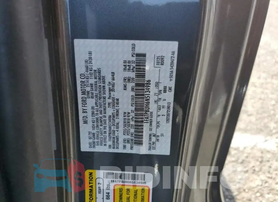 1FATP8UH6N5134986 Photo# 12