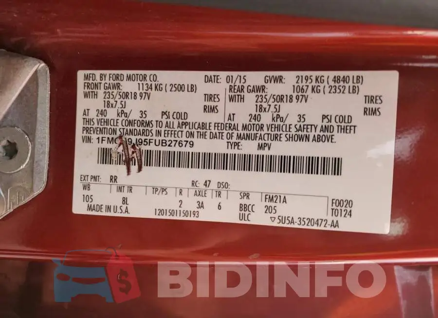 1FMCU9J95FUB27679 Photo# 13