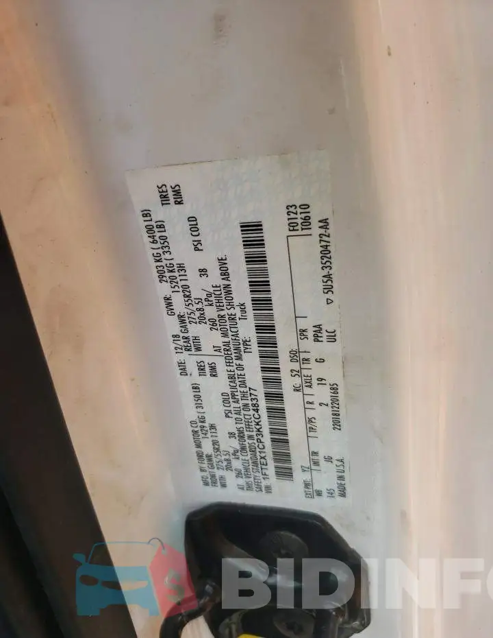 1FTEX1CP3KKC48377 Photo# 12