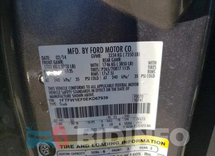 1FTFW1EF0EKD67939 Photo# 12
