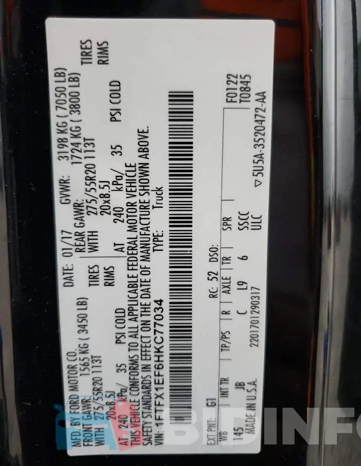 1FTFX1EF6HKC77034 Photo# 12