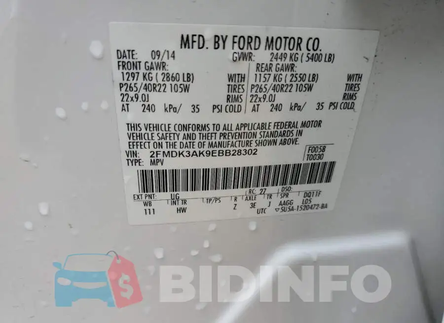 2FMDK3AK9EBB28302 Photo# 13