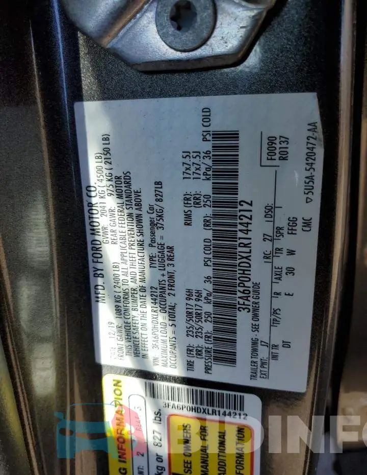 3FA6P0HDXLR144212 Photo# 13