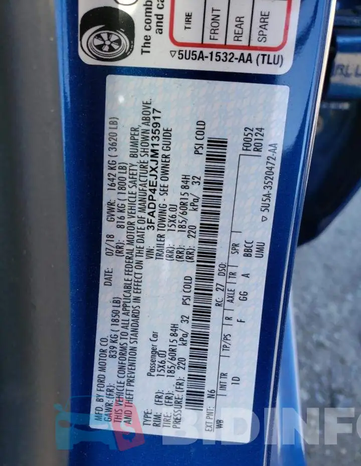 3FADP4EJXJM135917 Photo# 13
