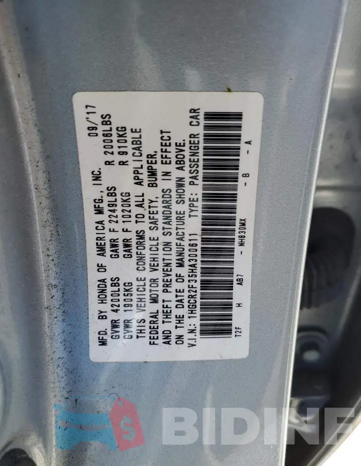 1HGCR2F35HA300611 Photo# 12