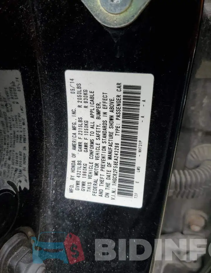 1HGCR2F58EA243298 Photo# 12