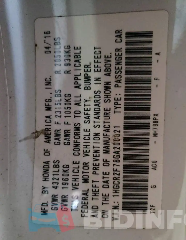 1HGCR2F78GA200021 Photo# 12