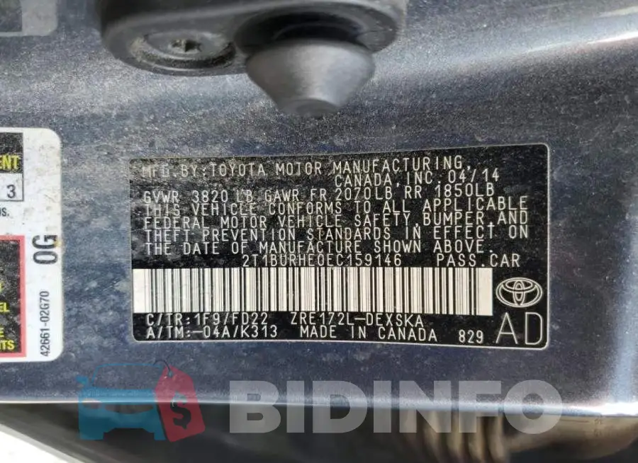 2T1BURHE0EC159146 Photo# 13